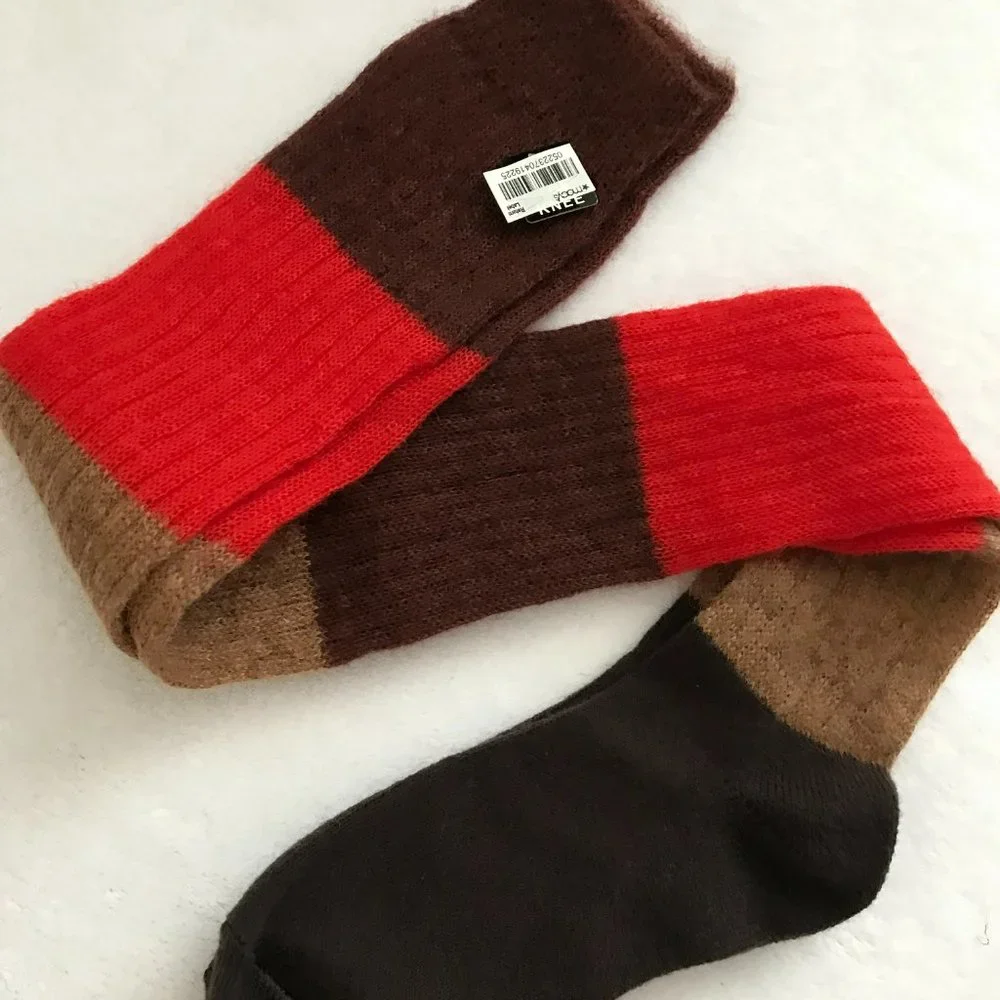 Mohair Over the Knee Colorblock Socks, Women Size O